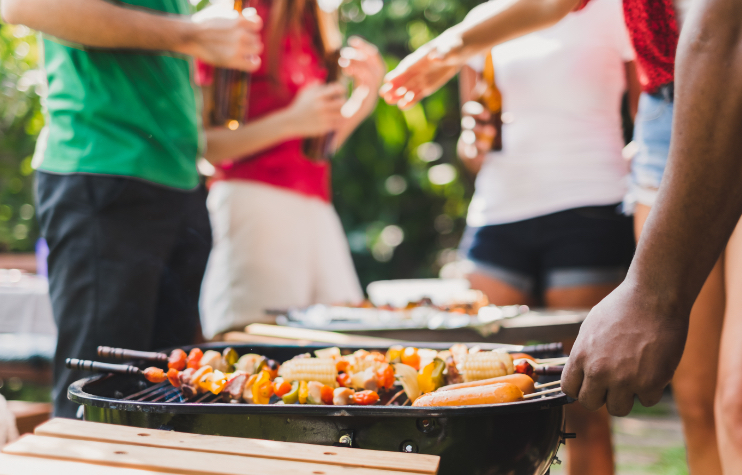 backyard barbecue party, shot of grill